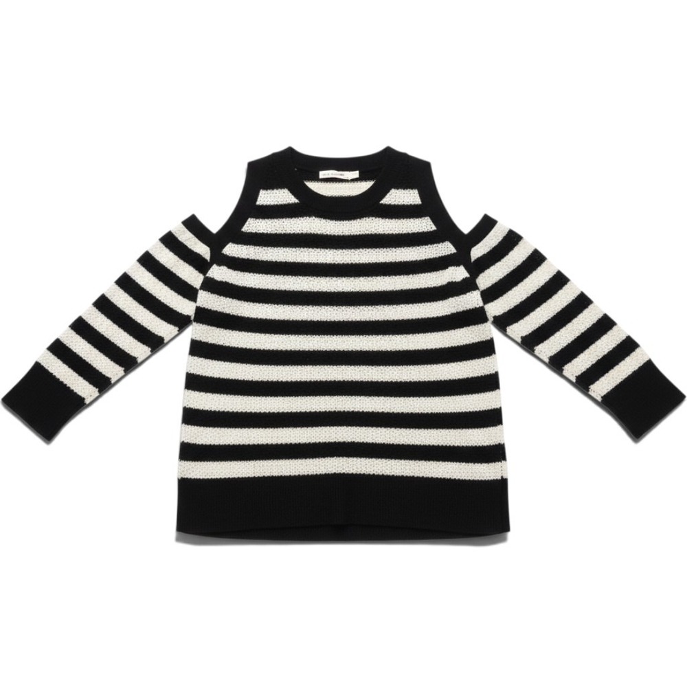 Rag & Bone Sweater Womens XS Cold Shoulder Navy White Striped Open Knit EUC